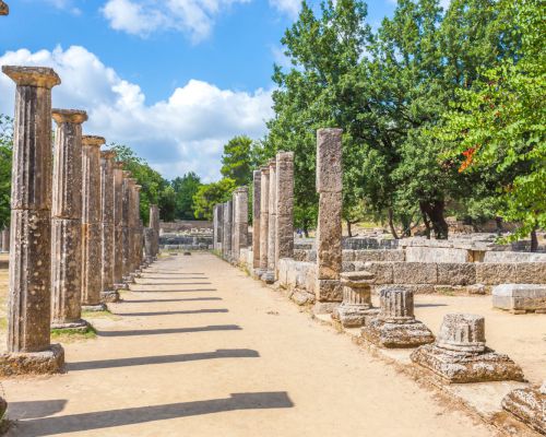 Ruïnes in het oude Olympia in Griekenland 